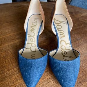 Sam Edelman Telsa Denim & Leather high heel pumps